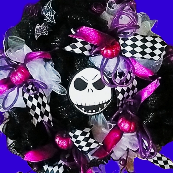 NIGHTMARE BEFORE CHRISTMAS JACK HALLOWEEN WREATH - Picture 3 of 3